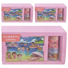 Miravivi 櫻桃小丸子 紙膠帶禮盒, 含4捲紙膠帶+9張和紙貼紙, 混和顏色, 3盒