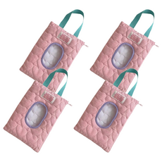 Jonifree 外出用大容量濕紙巾收納袋, 粉紅色, 4個