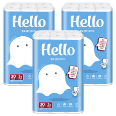 Hello Tissue Clean Nature 天然紙漿 3層 高級捲筒衛生紙, 3個, 30m, 30入