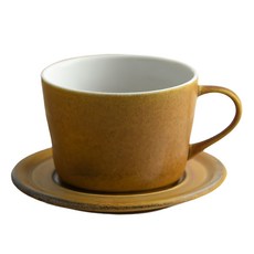 miyama 深山 bico系列 咖啡杯盤組 Set 210cc 美濃燒 日本產, 焦糖色, 1組