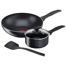 Tefal 特福 爵士不沾鍋4件組 新, 小炒鍋28cm + 單柄湯鍋16cm + 鍋鏟 + 耐熱玻璃蓋, T319P, 1組