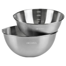 세신유엔씨 스텐 눈금 계량 물코있는 믹싱볼 세트, 실버, 1개