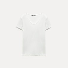 미쏘 여성용 레이온 V넥 슬림핏 반팔 티셔츠