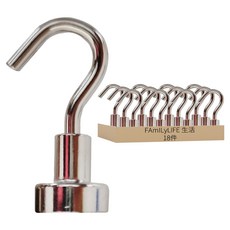 FL 生活+ 魔獸級汝鐵硼強力磁鐵掛勾18件組 32 x 12mm 7g, 銀色, 1組