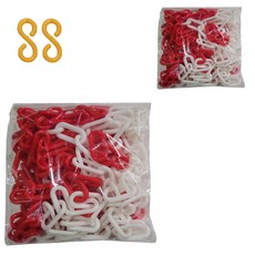 東光安全塑膠鏈 紅色+白色 6mm*5m 2入+塑膠連接環 2入, 1套