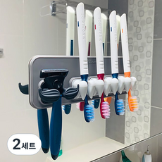 Silibath 矽膠吸力家庭刮鬍刀架1件+牙刷架4件組A, 混色, 2組