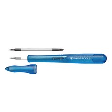 PB SWISS TOOLS 筆型可換頭精密起子 PH00十字及00號一字 附保護蓋 藍色, 1組