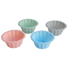 PAMIRE 帕米爾 Daeilkorea 瑪芬蛋糕矽膠模具4件組 6*5cm, 灰色+粉色+綠色+藍色, 1組