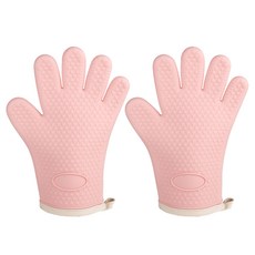 ANYONE PICK 隔熱矽膠防滑烤箱手套 雙手組, 1套, 粉紅色