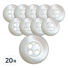 Button King 東大門鈕扣王 高級真貝LOGO邊框鈕扣 10mm, TR 白色, 20個