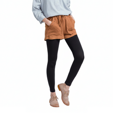 ONEDER 旺達棉品 天鵝絨九分刷毛褲, 300D M-XL 彈性纖維, 黑色