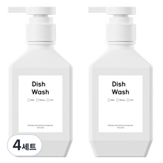 뉴앤룩 폴리 디스펜서 샴푸 바디워시 리필용기 주방세제 공병 일반형 400ml + B라벨스티커 주방세제 세트, 화이트(공병), 4세트