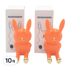 兔子造型壁掛式牙刷架, 10個, 橘色