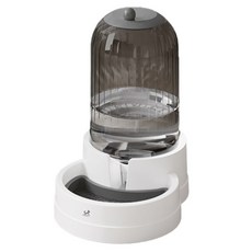 DING DONG PET 寵物半自動大容量餵食碗飲水器, 灰色, 1個