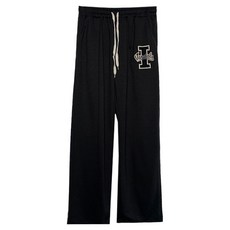 플랜데이 여성용 베이직 밴달스 레터링 와이드 트레이닝 팬츠