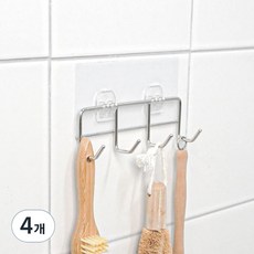 spider loc 簡約黏貼式浴室多用途4鉤掛架, 單一顏色, 4個