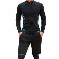 一家人的泳衣 成人男兩件組(外套、泳褲) 三件組(+防曬長褲), 3XL, 黑色