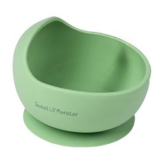 Sweet Lil' Monster 怪獸寶貝 矽膠吸盤學習碗 馬卡龍綠 底部吸盤防止打翻 防漏巢式設計, 1個