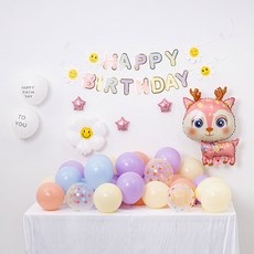 Lineph 生日派對氣球套組 鹿, 1套, 混色