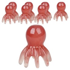 ADUNE 章魚頭皮刮痧頭部指壓按摩器, 8個, 紅色