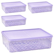 Thx Soyoon 冷凍密封保鮮盒 Jumbo 透紫色 3.2L - 冰箱收納保鮮, 4個, 1組
