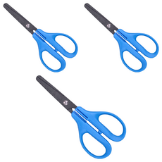 CANARY 長谷川刃物 兒童不粘膠剪刀，圓形刀刃安全，適合中小學生辦公，不鏽鋼刀片，ABS樹脂, EP-150F, 3支