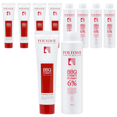 폴톤 BBQ 크림 150ml + 옥시던트 6% 산화제 150ml 세트, 6GR 새치를 위한 적빛 황갈색, 5개