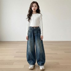 핑크비 에드 와이드 데님 핀츠