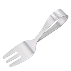 Echo 不鏽鋼兒童安全學習叉子 輕巧安全 幼兒易握 彎曲握柄, 銀色, 1支