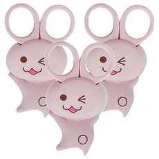 SHIMOMURA 下村 安全剪刀 附磁鐵 兔子, 88x53x15mm 不鏽鋼 ABS樹脂 碳鋼, 3個