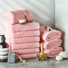 SOFT TOUCH 人字紋飯店毛巾 200g 40支精梳棉, 寶寶粉, 10個