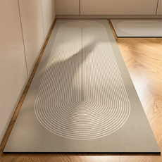 德利生活 日式條紋珪藻泥吸水地墊, 隨圓 米色