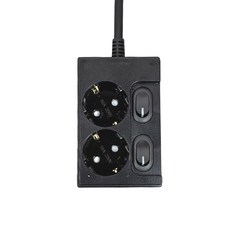 One Stop 全黑省電獨立開關多路2埠16A, 5m, 1個, 全黑