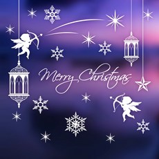 JEJEDECO 聖誕雪花貼紙裝飾 天使的神聖聖誕單色, 白色