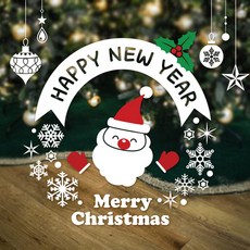 JEJEDECO 聖誕雪花貼紙裝飾 聖誕老人快樂聖誕花圈, 紅色 + 綠色 + 白色