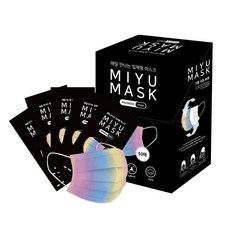미유 입체형 1회용 마스크 성인용 대형, 50개입, 1세트, 레인보우