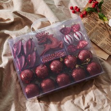 聖誕樹裝飾品23件組, 紅酒色, 1個