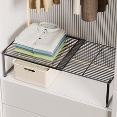 르벤아트 길이조절 옷장 선반 넓이 27~38cm x 폭 35cm x 높이 22cm, 블랙, 1개