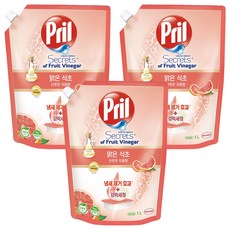 프릴 맑은 식초 산뜻한 자몽향 주방세제, 1L, 3개