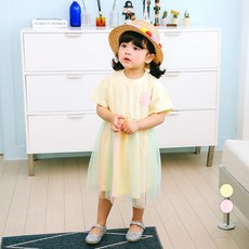 Little rabbit 女童短袖棉花糖網紗連衣裙