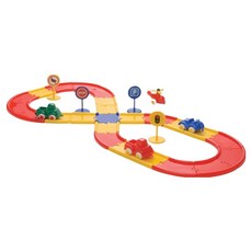VIKINGTOYS 維京玩具 城市車車賽車場軌道組 含三台小車一台直升機 1-5歲兒童玩具, 1組