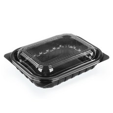 配菜沙拉容器黑色 DS-206 300p + 蓋子 300p, 1組, 1入