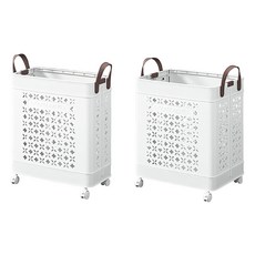 ANDY MAY2 本川帶手把折疊附輪收納籃 OH-Q323-B 35L + 50L, 純白色, 1組
