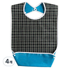 소울리치 성인용 실용적인 방수 턱받이 M 35 x 68 cm, 녹색체크, 4개