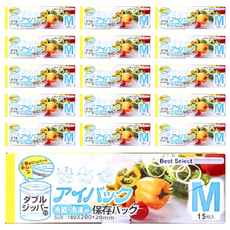 Best Select 保鮮夾鏈袋 冷藏冷凍用 180x200+20mm, M, 15張, 16盒