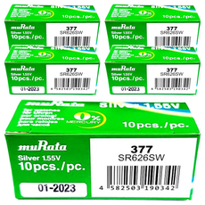 무라타 시계용 코인건전지 SR626SW 377, 10개입, 5개