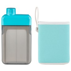 sillymann 扁平水壺 500ml+水壺套 WPK4234, 藍色(水壺蓋)+薄荷綠色(水壺套), 500ml, 1組