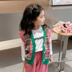 女童鑽石格紋背心 CCV56GVT265