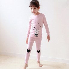 Maykids 女童款愛心兔子印花30支棉長袖居家服套裝