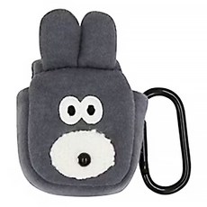 Romane corp. Brunch Brother 早午餐兄弟 AirPods布面收納包 Set, Bunny和Puppy眼睛刺繡設計, 立體耳朵和鼻子設計, 兔子款, 1個